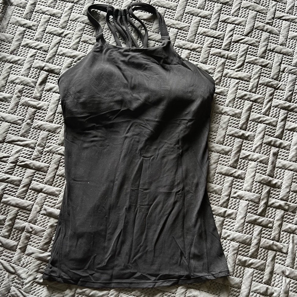 Black Lululemon Workout Tank Top with Builtin Bra strappy back